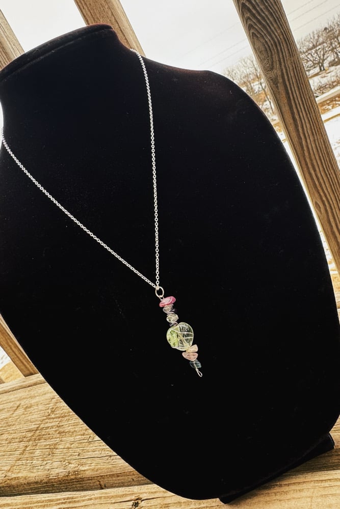 Image of "Inner Child Love" Necklace w/ Rainbow Fluorite (sterling silver plated chain)