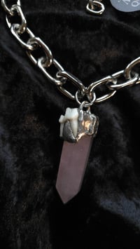 Image 5 of Fox tooth and rose quartz chunky chain 