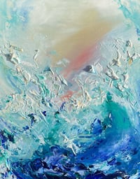 Image 2 of “angels among the waves” oil on wood 8 x 10 inches