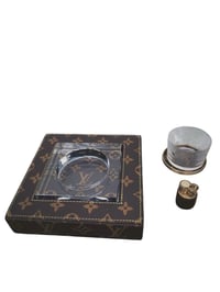 Image 1 of LV Leather/Glass tray  