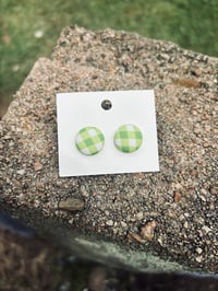 Image 1 of 15mm Gingham Button Earrings