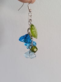 Image 4 of Glass Flower Earrings - Blue Ombre