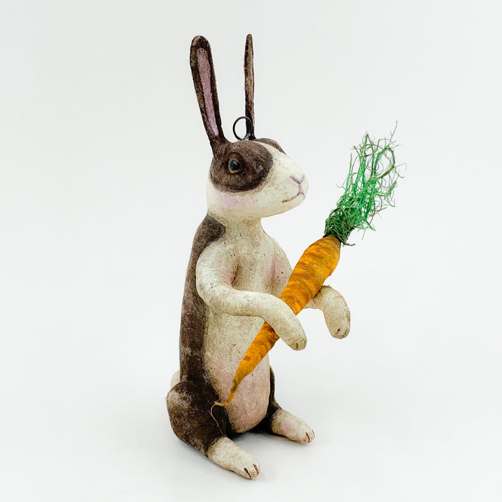 Large Dutch Rabbit with Carrot | Spun Cotton Ornament Co.