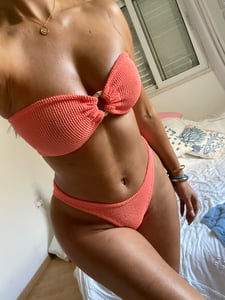 Image of Peach Crinkle Ring Bandeau Bikini 