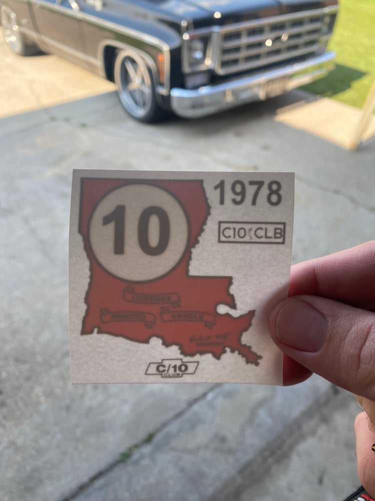 Old style state inspection stickers / C/10 Club Louisiana