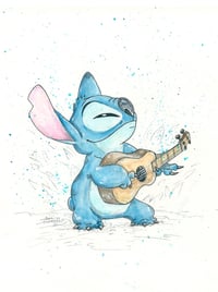 Image 1 of Guitar Stitch Ink and Watercolor Original 