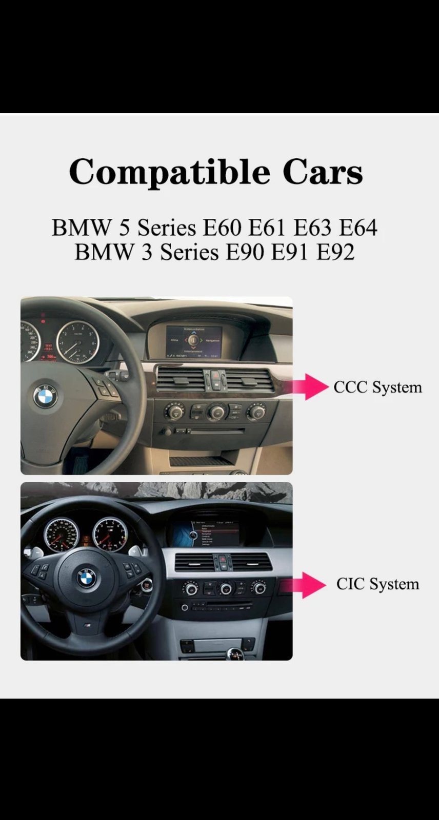 BMW 5/3 Series E60 E61 E63 E64 E90 E91 E92 E93 CARPLAY & ANDROID AUTO CAR  STEREO BLUETOOTH