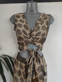 Image 7 of Pasha Co ord set top and frill wrap skirt cream and black 