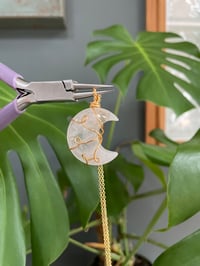 Image 2 of Clear Quartz Gold Moon Necklace