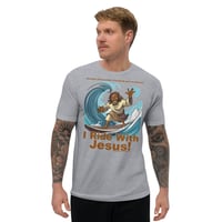 Image 2 of I Ride With Jesus Surfing Fitted Short Sleeve T-shirt