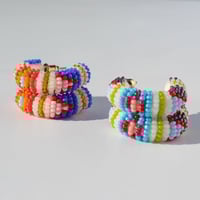 Image 3 of Cross My Mind (Huggie Hoops) | Multi-color