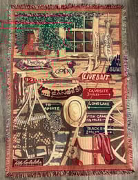 Image 1 of Vintage Fishing Cabin Blanket