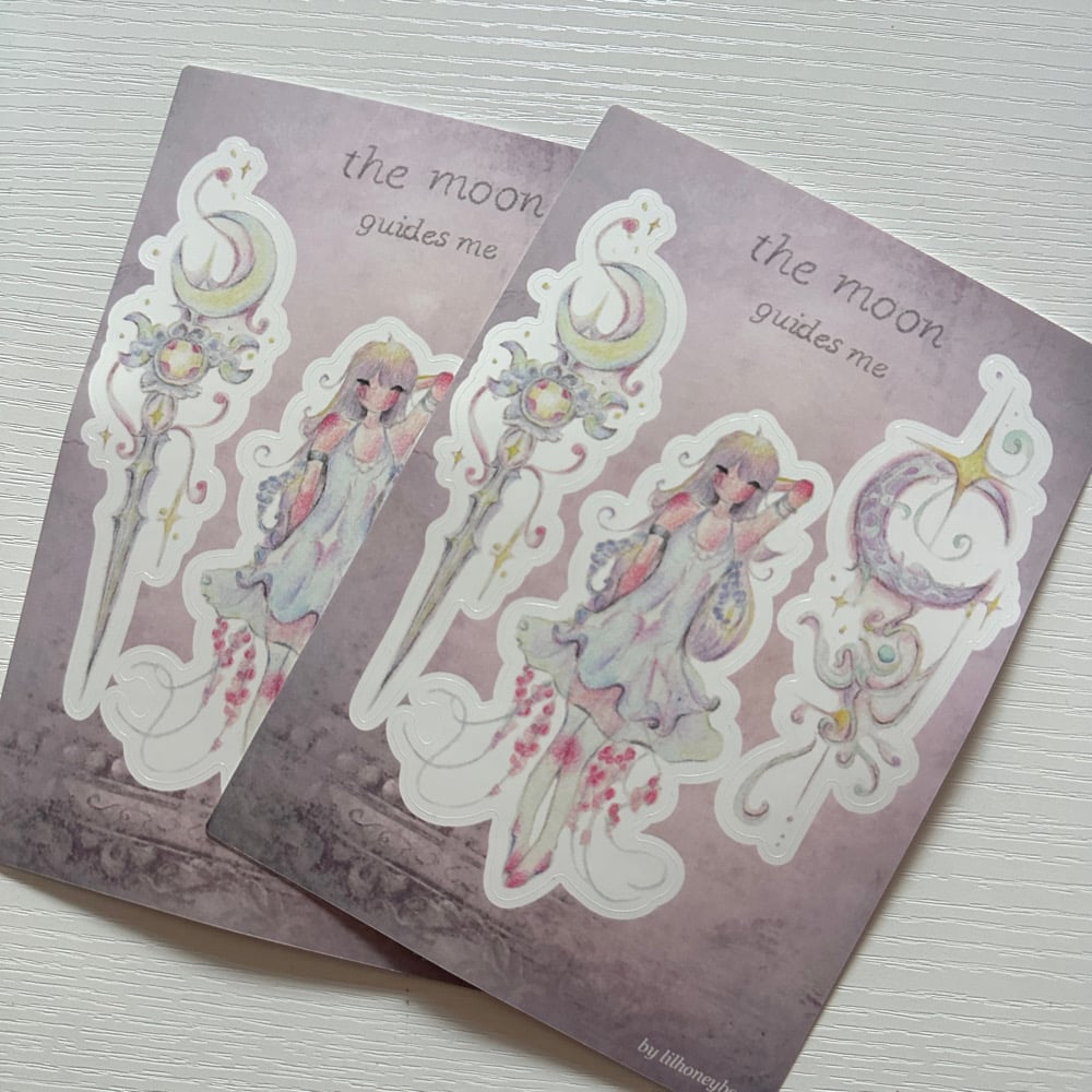 the moon guides me sticker sheet | lilhoneybear