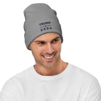 Image 3 of Trump 2024, White, Gray,  Embroidered Beanie