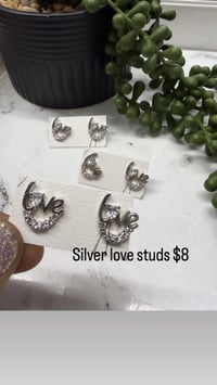 Silver love bling studs