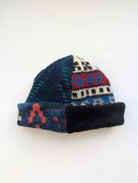 Image 1 of Upcycled Reversible Beanie Blue x Black Cashmere