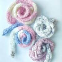 Image 4 of Skinny Scarf Cream, Pastel Blue and Light Pink