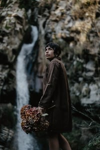 Image 1 of Quiescenza • Brown linen and organic cotton dress