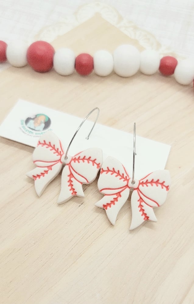 Image of Baseball Bow Earrings