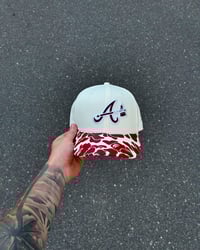 Image 2 of OFF WHITE MAROON LOGO ATLANTA BRAVES CUSTOM FITTED CAP