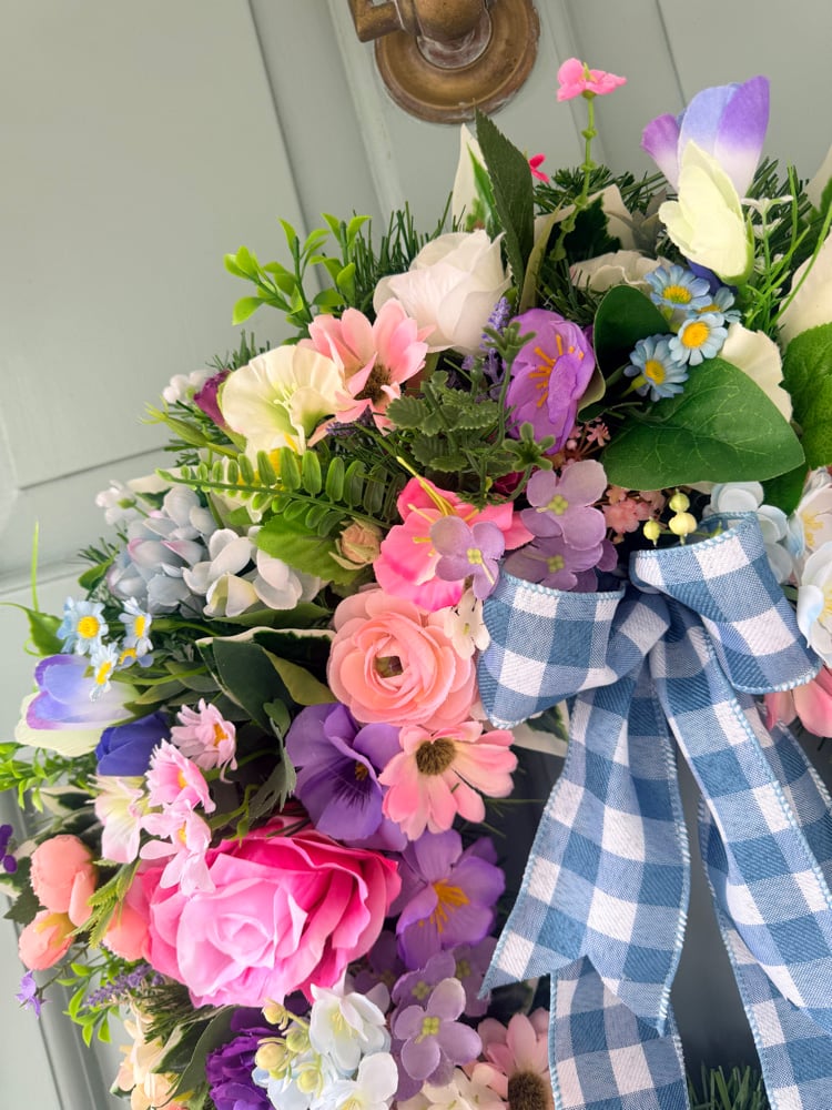 Image of 55cm Wreath with Blue Bow 