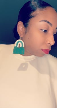 Image 1 of U tassel earrings -Green