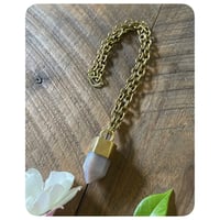 Image 2 of Solid Brass Glowing Blueish Purple Opal Necklace