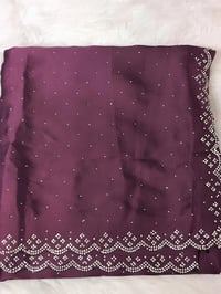Image 1 of SS20242_Pure Satin Silk with Diamond Work Saree + Unstitched Blouse