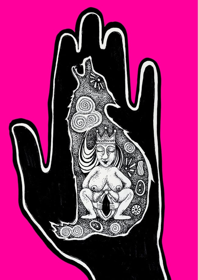 Primal Hand Wolf - Art Print By Dee Mulrooney