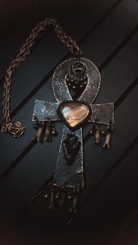 Image 3 of Copper & fire labradorite Ankh 