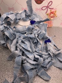 Image 1 of Denim Tassel Hoop   Earrings
