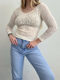 Image 4 of Vintage lace cream shirt // M 