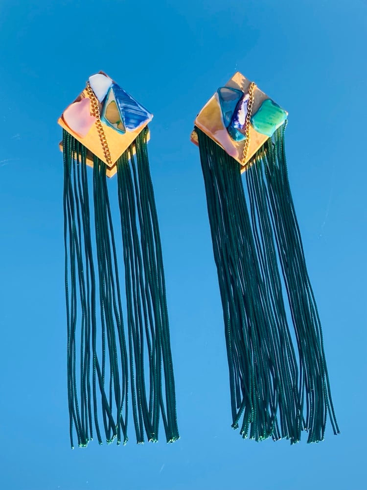 Image of As Deep as The Ocean Fringe Earrings (One of a Kind)