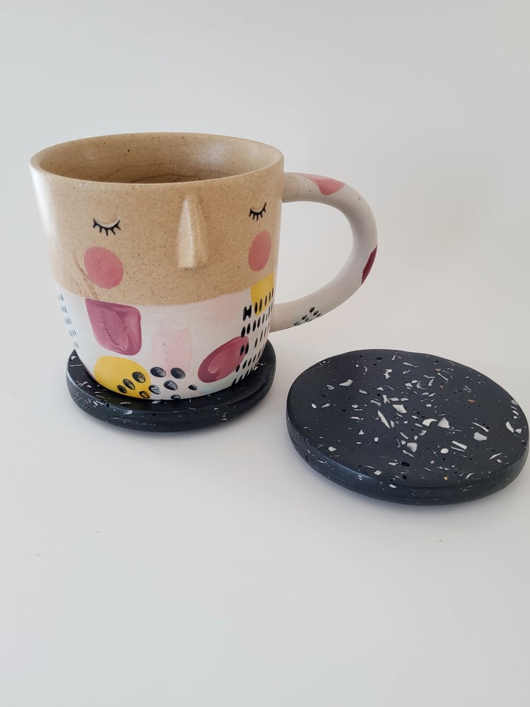 Image of Duo de sous-verres terrazzo noirs