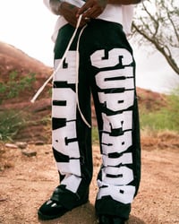Image 3 of Black/White Unisex Baggy Oversized Distressed Sweatpants