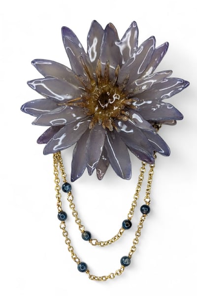 Image of Waterlily & Blue Apatite Brooch