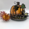 Textured Orange Pumpkin Patch Candle Holder 