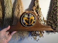 Image 1 of Vintage Clock w/ Yellow Leaf Buttefly 