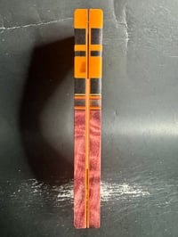 Image 4 of @Kaoticartworks Resin & Red Curly Cottonwood Segmented Knife Scales