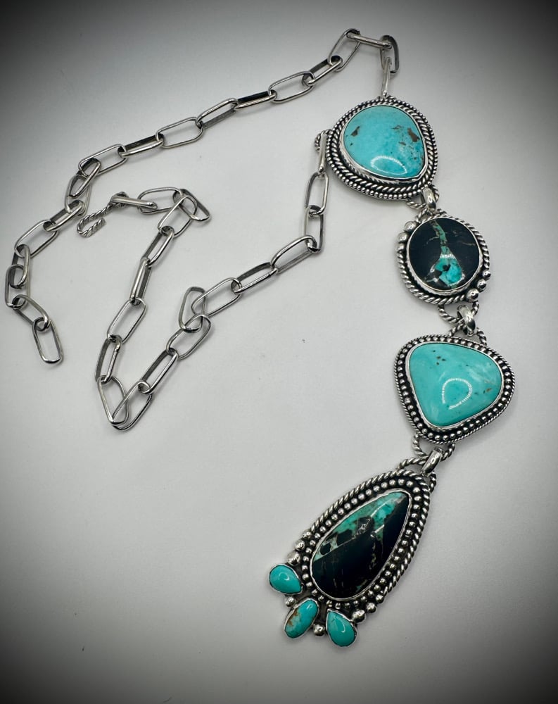 Image of Blackjack & Sonora Turquoise Lariat Necklace
