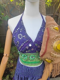 Image 1 of Bralette halter neck top -Purple Green