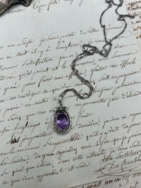 Image 3 of Superbe pendentif en argent massif, améthyste et perle, avec chaîne, époque Art Déco, 1910-30