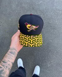 Image 5 of  GREEN BRIM TRI TONE BALTIMORE ORIOLES CUSTOM FITTED CAP