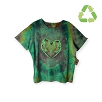 Image 1 of ♻️ UPCYCLED 1X Petite Ladies Heart Tee in Forest Ice Dye