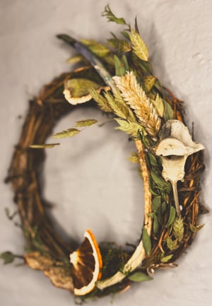 Image of Deer Vertebrae & Mushroom Wreath