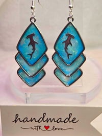 Image 3 of Handcrafted Resin Hammerhead Shark Earrings 
