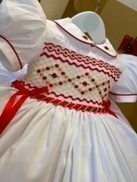 Image 2 of White and red smocked dress 