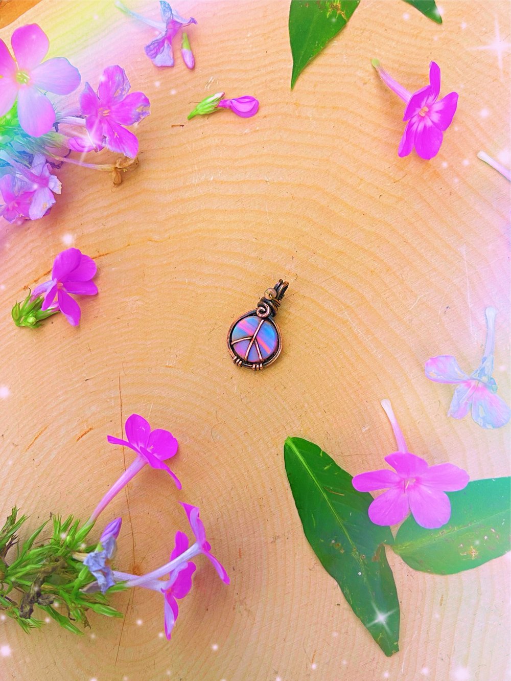 Aurora Opal Peace Sign Pendant ☮️