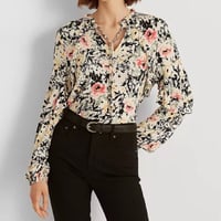 Image 1 of LAUREN by Ralph Lauren floral jersey long sleeve blouse