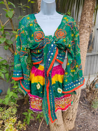 Image 6 of Stevie Embroidered- Forrest green orange trim